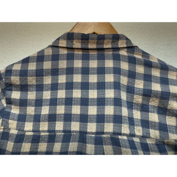 Abercrombie & Fitch Womens Long Sleeves Button Up Shirt Size M Blue Beige Plaid - Picture 10 of 10